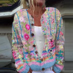 Sabrina | Womens Digital Printed Cardigan Sweatshirt Jacket Spring Autumn - 1