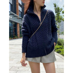 Sadie | Womens Turtleneck Cardigan Sweater Knit Zip Up Jacket