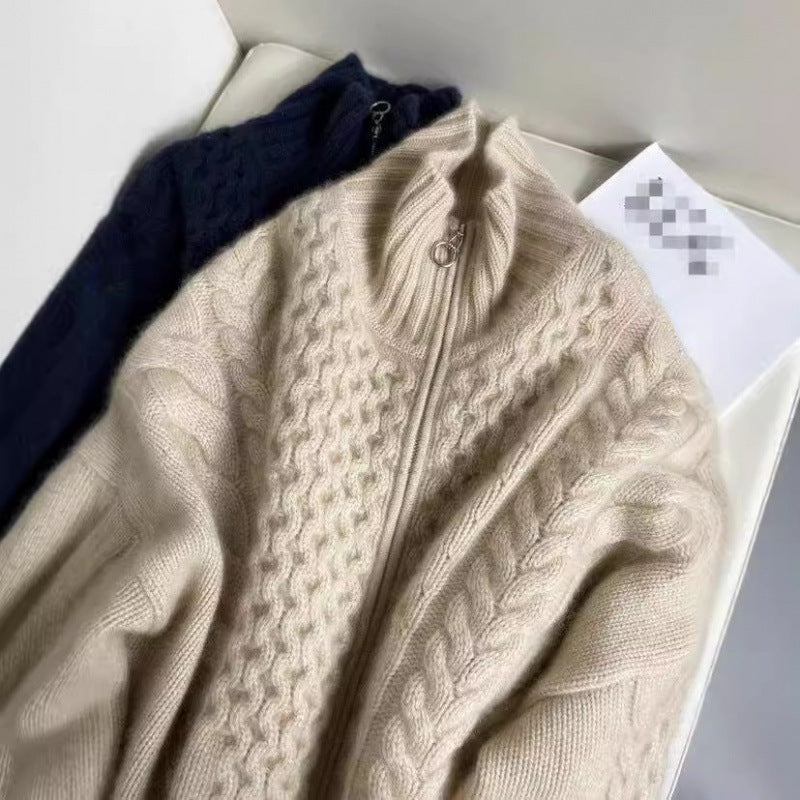 Sadie | Womens Turtleneck Cardigan Sweater Knit Zip Up Jacket