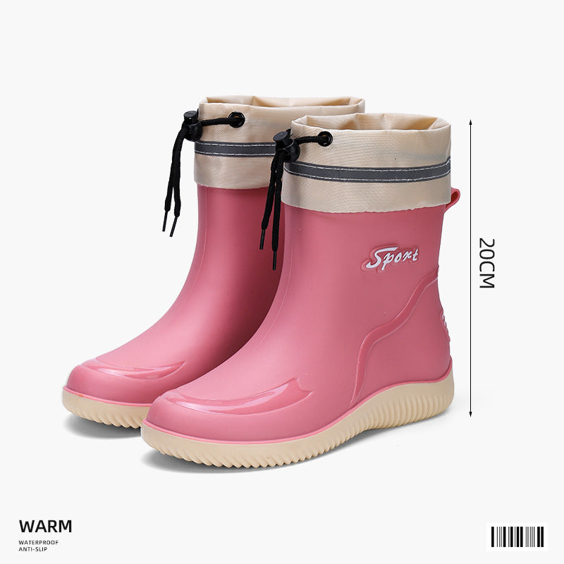 Sarah | Womens Waterproof Non Slip Mid Calf Wellington Rain Boots