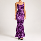 Saskia | Womens Floral Print Strappy Sleeveless Summer Slip Wedding Guest Dresses, Lilac