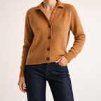 Saskia | Womens Knitted Button Long Cardigan, Caramel