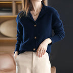 Saskia | Womens Knitted Button Cardigan, Navy Blue