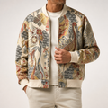 Scott | Mens Varsity Jacket Embroidered Bomber Casual Baseball Letterman Coat, Beige