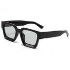 Selene | Womens Square UV Protection Sunglasses - Black / Clear Grey Lens