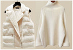 Seraphine | Womens Knit Vest Jumper and Wide Leg Trousers Set - Beige Vest Sweater