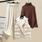 Seraphine | Womens Knit Vest Jumper and Wide Leg Trousers Set - Brown Beige