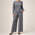 Seraphine | Womens Knit Jumper Vest Wide Leg Trousers Clothing Set, Grey