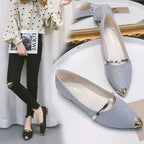 Shana | Womens Pointed Toe Pearl Slip-On Loafers Flats