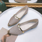 Shana | Womens Pointed Toe Pearl Slip-On Loafers Flats