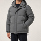 Shane | Mens Winter Coat Padded Warm Thick Stand Collar Jacket, Dark Grey
