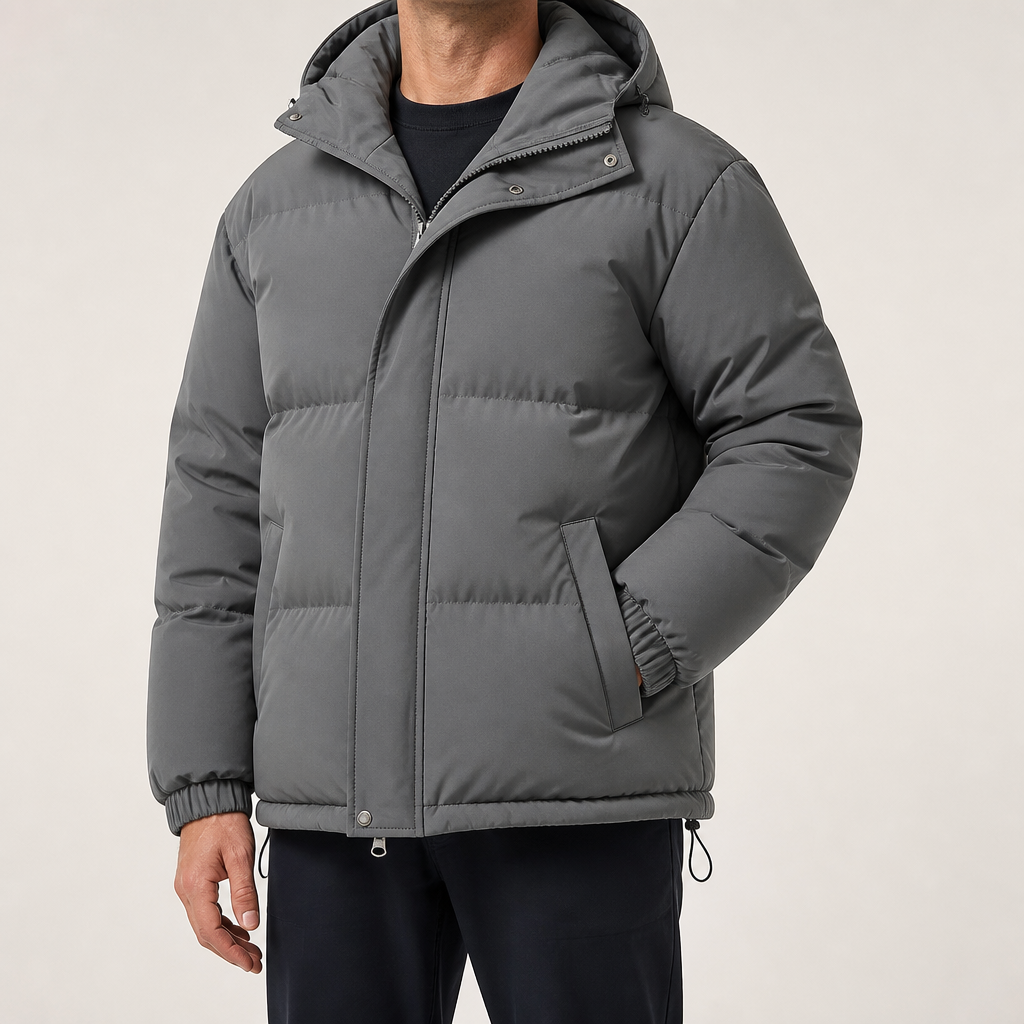 Shane | Mens Winter Coat Padded Warm Thick Stand Collar Jacket, Dark Grey