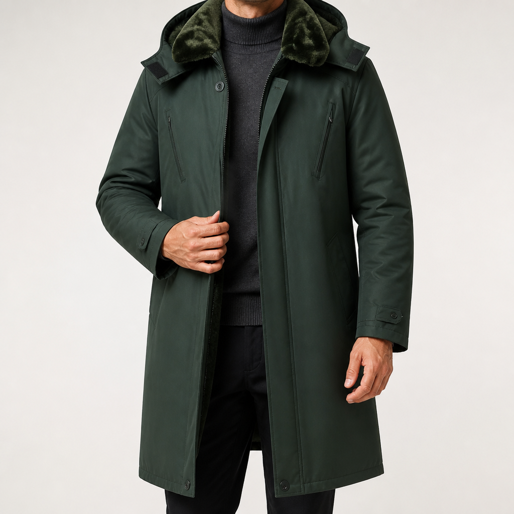 Sheldon | Mens Waterproof Windproof Hooded Outdoor Ski Jacket Snow Coat, Green