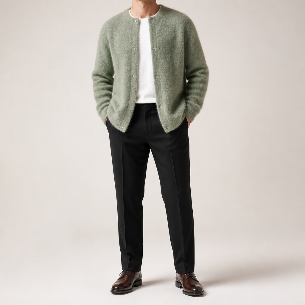 Shepherd | Mens Knit Soft Loose Casual Knitted Pullover Sweater, Light Green