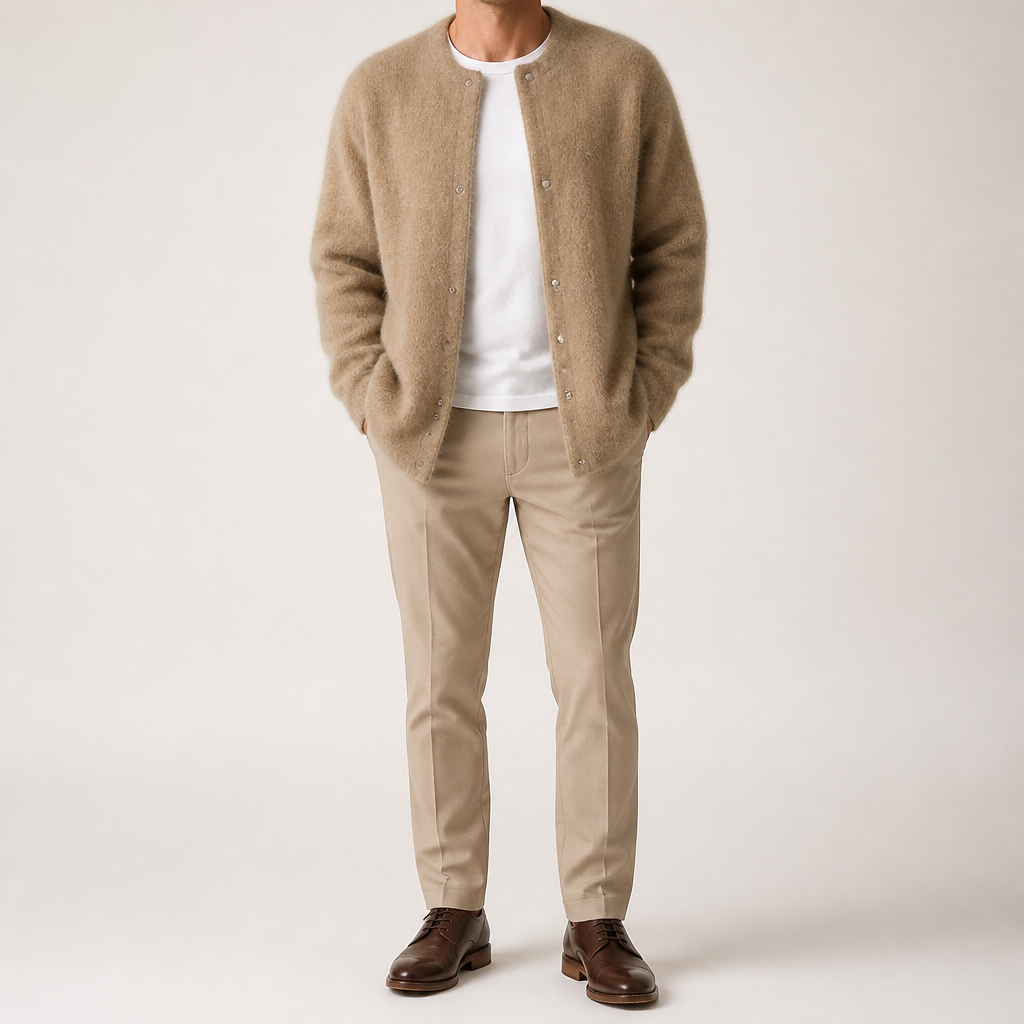 Shepherd | Mens Knit Soft Loose Casual Knitted Pullover Sweater, Khaki