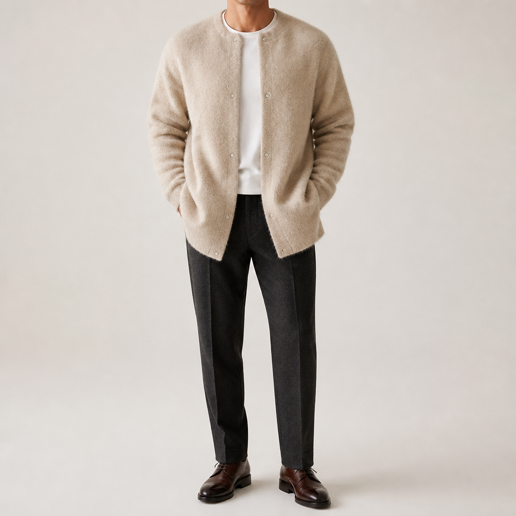 Shepherd | Mens Knit Soft Loose Casual Knitted Pullover Sweater, Apricot