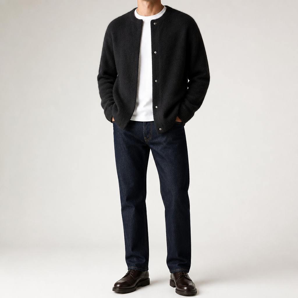 Shepherd | Mens Knit Soft Loose Casual Knitted Pullover Sweater, Black