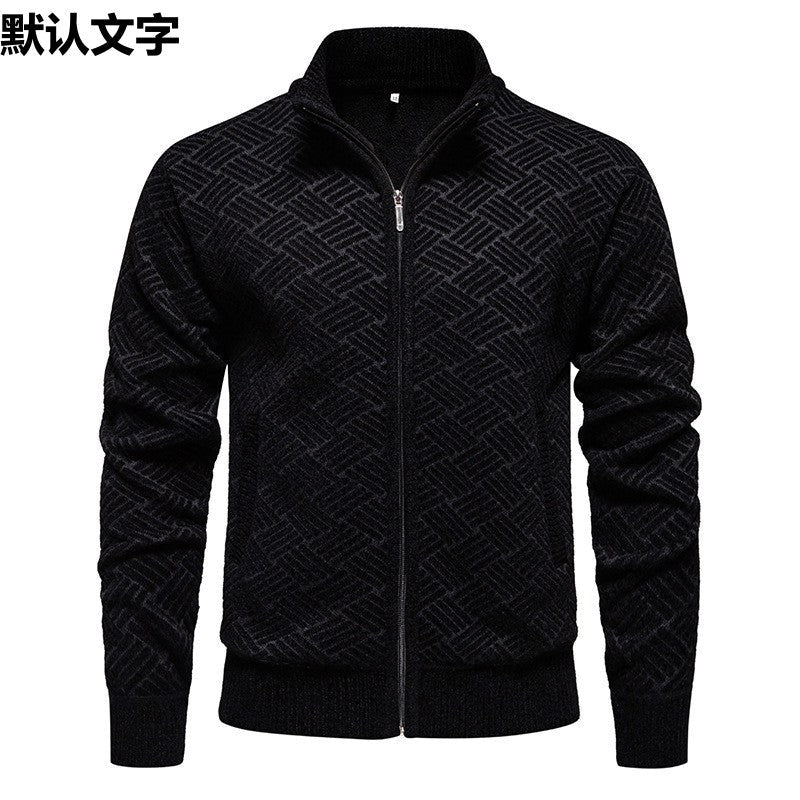 Silas | Mens Stand Collar Zip Knit Cardigan - 2
