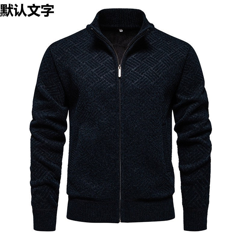 Silas | Mens Stand Collar Zip Knit Cardigan - 3