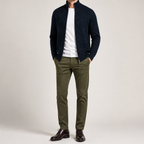 Silas | Mens Knit Cardigan Stand Collar Zip Up Sweater, Navy Blue