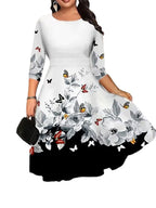 Skylar | Womens Floral Wedding Guest Round Neck Straight Midi Dress