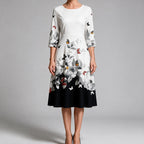 Skylar | Womens Floral Wedding Guest Round Neck Straight Midi Dress
