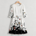 Skylar | Womens Floral Wedding Guest Round Neck Straight Midi Dress