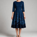 Skylar | Womens Floral Wedding Guest Round Neck Straight Midi Dress