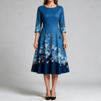 Skylar | Womens Floral Wedding Guest Round Neck Straight Midi Dress