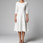 Skylar | Womens Floral Wedding Guest Round Neck Straight Midi Dress