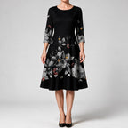 Skylar | Womens Floral Wedding Guest Round Neck Straight Midi Dress
