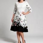 Skylar | Womens Floral Wedding Guest Round Neck Straight Midi Dress