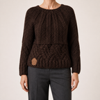 Sloan | Womens Wool Knit Diamond Plaid Warm Winter Sweater, Coffee