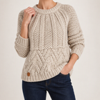 Sloan | Womens Wool Knit Diamond Plaid Warm Winter Sweater, Beige