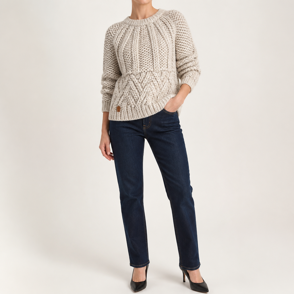 Sloan | Womens Wool Knit Diamond Plaid Warm Winter Sweater, Beige