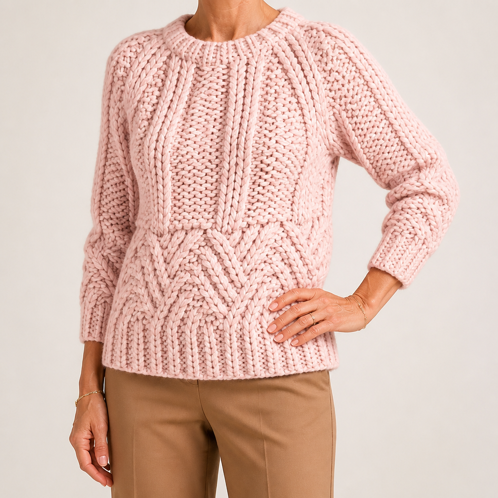 Sloan | Womens Wool Knit Diamond Plaid Warm Winter Sweater, Pink