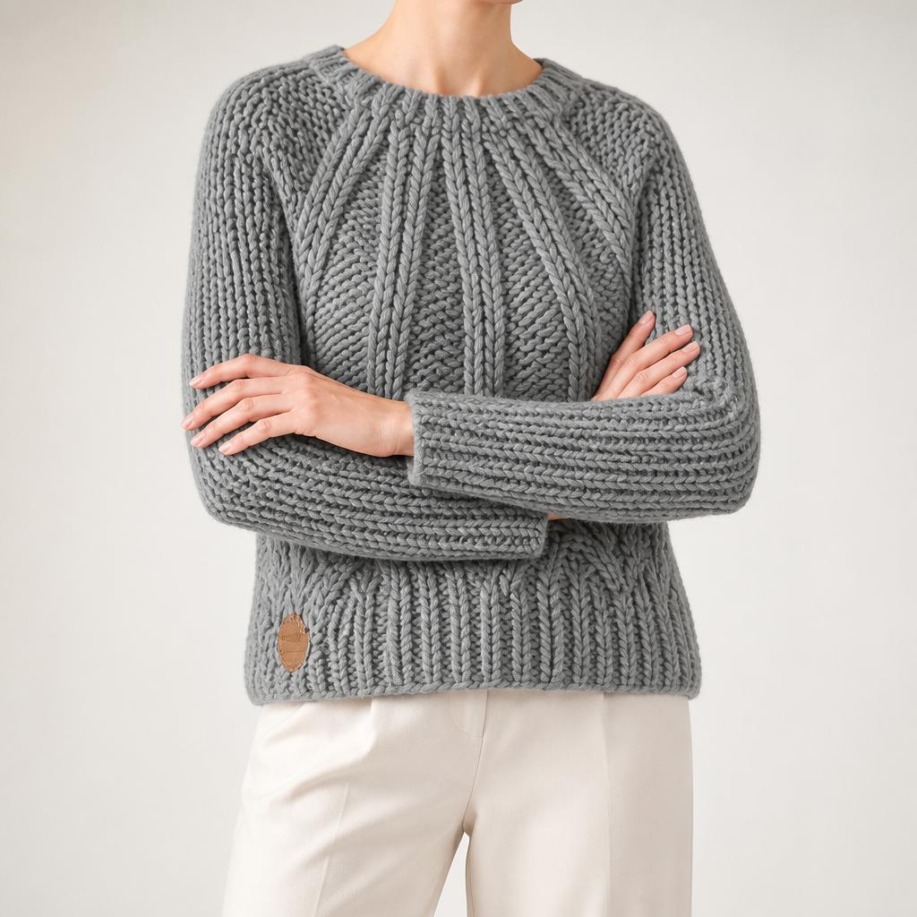 Sloan | Womens Wool Knit Diamond Plaid Warm Winter Sweater, Light Grey