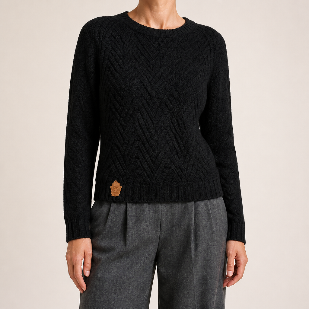 Sloan | Womens Wool Knit Diamond Plaid Warm Winter Sweater, Black