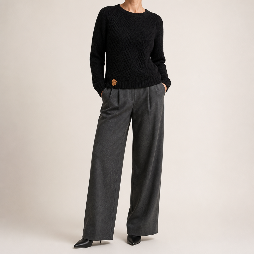 Sloan | Womens Wool Knit Diamond Plaid Warm Winter Sweater, Black