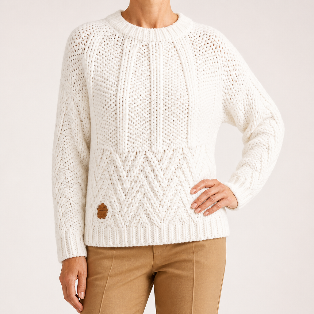 Sloan | Womens Wool Knit Diamond Plaid Warm Winter Sweater, White