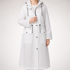 Solene | Womens Raincoat Waterproof Hooded Long Rain Poncho Jacket, Cream White