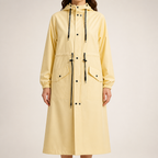 Solene | Womens Raincoat Waterproof Hooded Long Rain Poncho Jacket, Cream Yellow