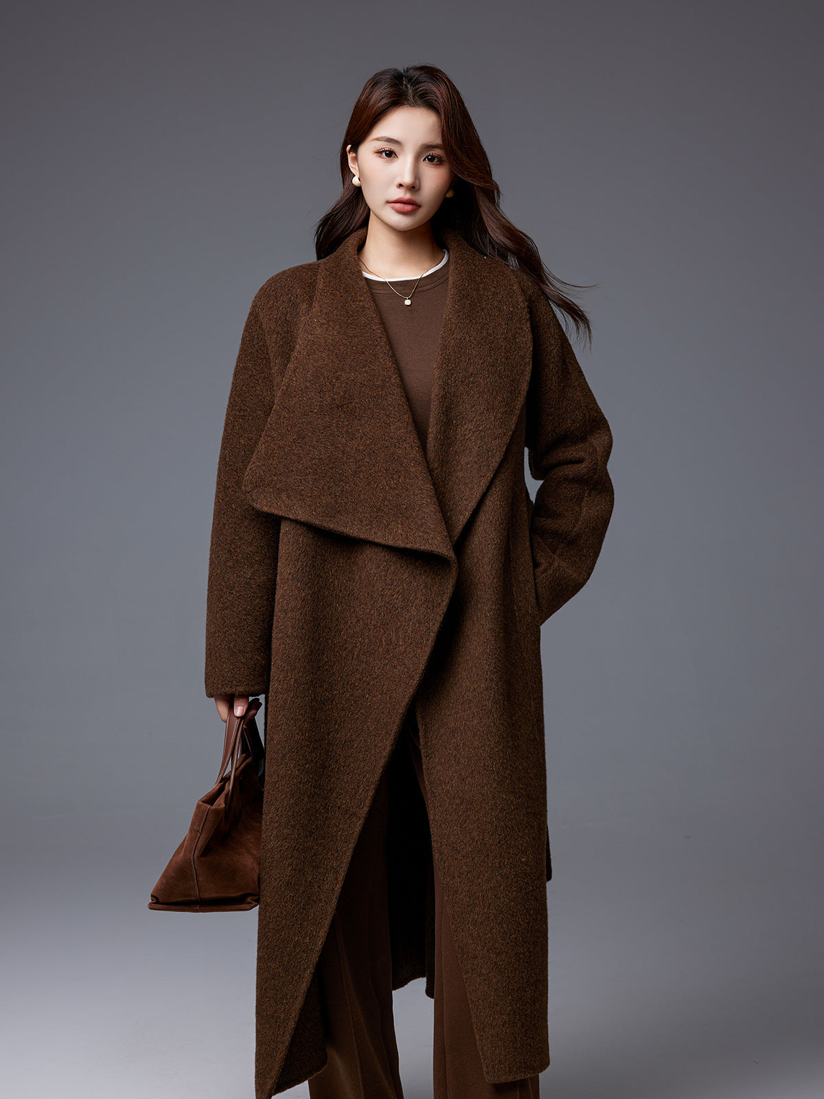 Sonia | Womens Long Wool Blend Coat Stand Collar Warm Winter Overcoat Outerwear