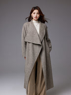 Sonia | Womens Long Wool Blend Coat Stand Collar Warm Winter Overcoat Outerwear