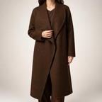 Sonia | Womens Long Wool Blend Coat Stand Collar Warm Winter Overcoat Outerwear, Mocha