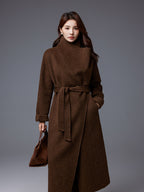 Sonia | Womens Long Wool Blend Coat Stand Collar Warm Winter Overcoat Outerwear