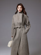 Sonia | Womens Long Wool Blend Coat Stand Collar Warm Winter Overcoat Outerwear