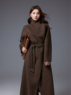Sonia | Womens Long Wool Blend Coat Stand Collar Warm Winter Overcoat Outerwear