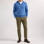 Soren | Mens Knitted Hooded Zip Up Jumper Sweater Cardigan, Blue