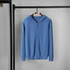 Soren | Mens Knitted Hooded Zip Up Jumper Sweater Cardigan - Blue